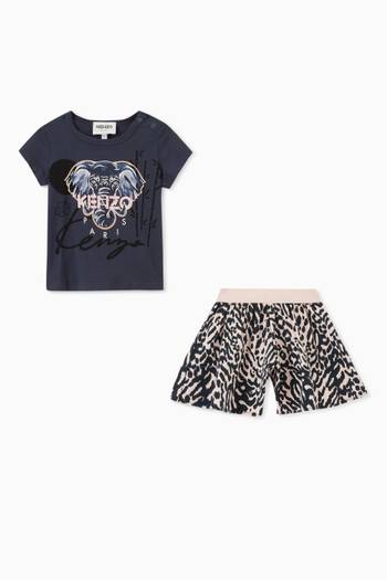 hover state of Animal T-Shirt & Shorts Set in Cotton/Stretch Cotton 