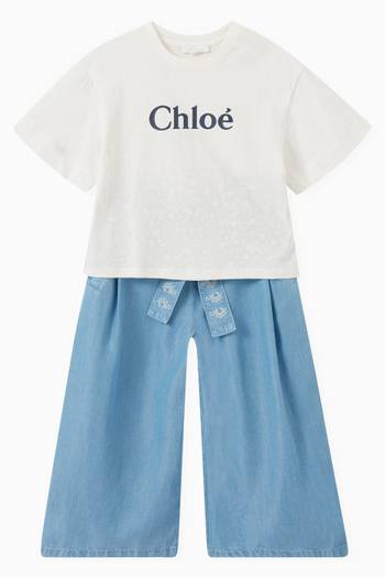 hover state of Wide Leg Trousers in Tencel Chambray  