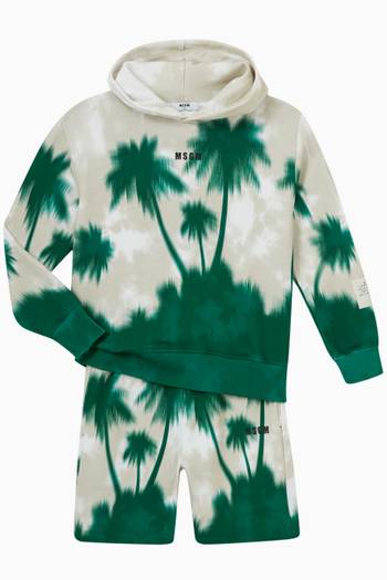 hover state of Tie-dye Tree Print Hoodie in Cotton Jersey 
