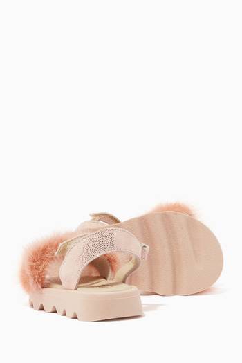 hover state of Fur-detail Strap Chunky Sandals