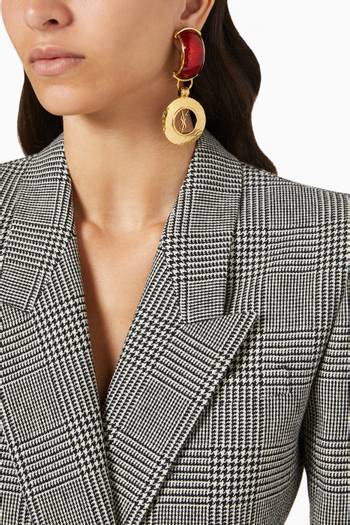hover state of YSL Dome Clip Earrings in Brass 