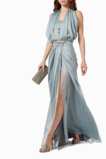 hover state of Halter Neck Gown in Twill Satin     