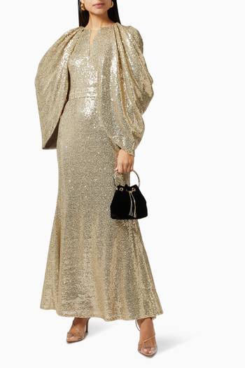 hover state of Draped Sleeve Gown
