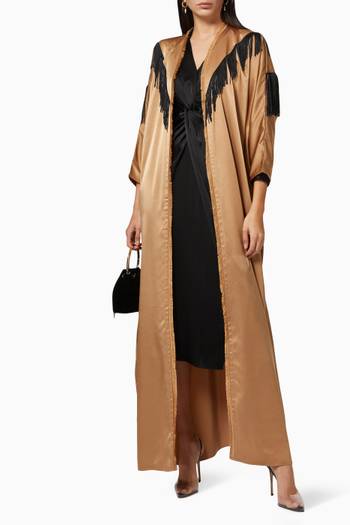 hover state of Fringe Abaya Style Coat  