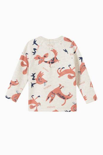 hover state of Animals Print Sweatshirt in Cotton Fleece  