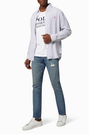 hover state of Slim Fit Striped Shirt in Linen   