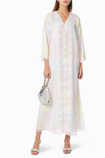 hover state of Mosaic Embroidery Dress in Printed Chiffon   