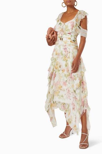 hover state of Garden Party Ruffle Midi Dress in Viscose
