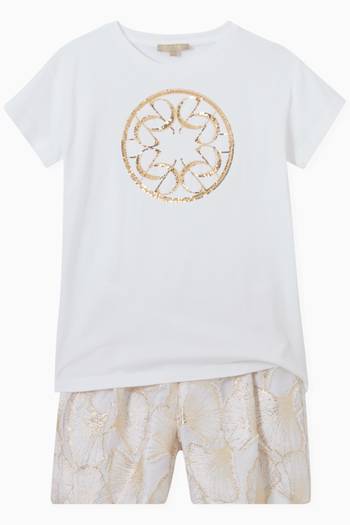 hover state of Sequin Logo T-shirt in Cotton 