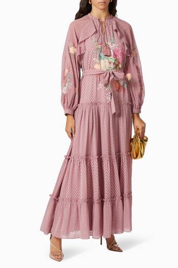 hover state of Vesper Floral Embroidered Dress in Chiffon