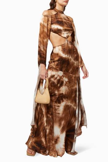 hover state of Kali Cut-out Dress in Tie-dye Viscose Cupro  
