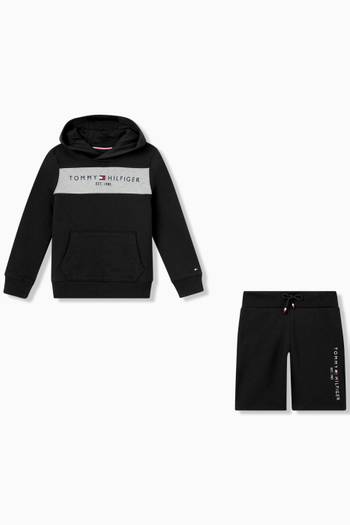hover state of Colour Block Hoodie and Shorts, Set of Two  