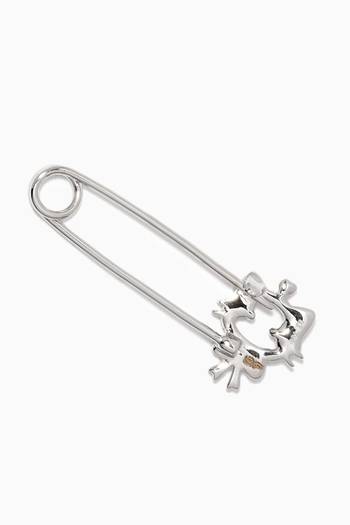 hover state of "Maya The Kitten" Diamond Baby Pin in 18kt White Gold