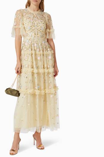 hover state of Martha Ditsy Ankle Gown in Tulle