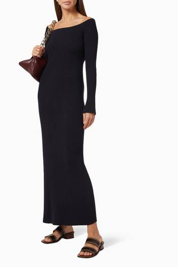 hover state of Off-the-shoulder Fitted Dress in Wool & Cashmere Rib-knit  