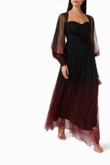 hover state of Ombré Puff Sleeve Dress in Tulle  