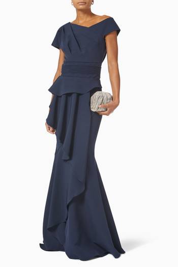 hover state of Draped Asymmetric Gown in Cady