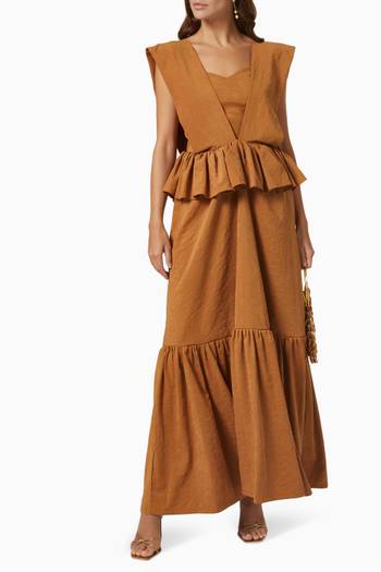 hover state of Peplum Waist Dress in Suede 