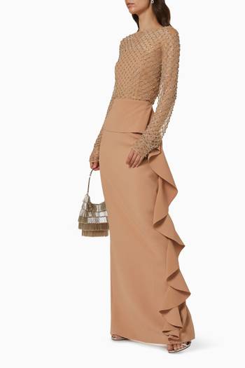hover state of Estelle Embellished Ruffle Gown   