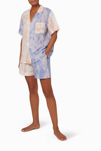 hover state of Cuban Summer Dusk Print Pyjama Set in Linen    