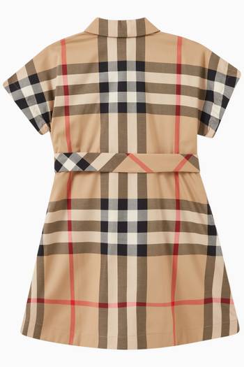 hover state of Check Shirt Dress in Stretch Cotton