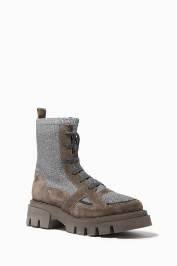 hover state of Boots in Lurex Knit & Suede
