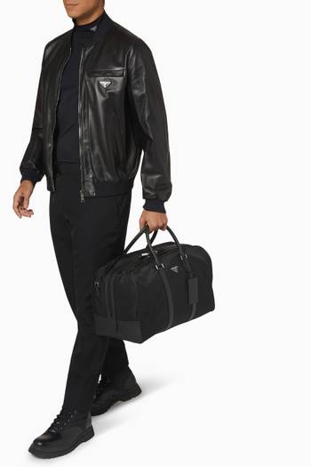 hover state of Logo Travel Bag in Re-Nylon & Saffiano Leather