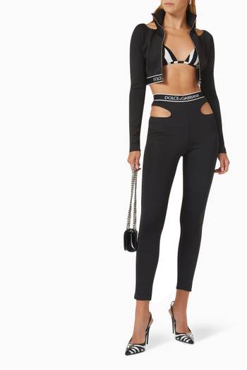 hover state of Logo-band Cut-out Leggings in Stretch-jersey