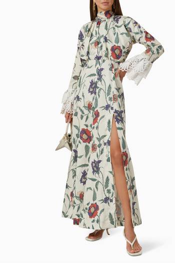hover state of Leonie Floral Maxi Dress in Linen & Cotton
