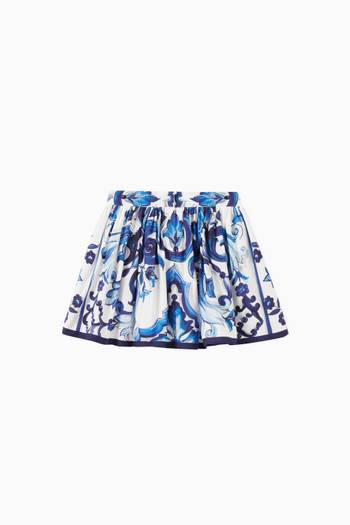 hover state of Maiolica Print Skirt in Cotton 