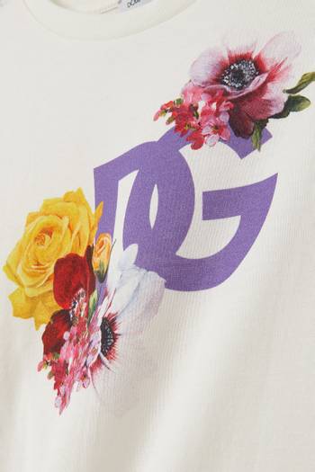 hover state of Floral Logo-print T-shirt in Cotton-jersey