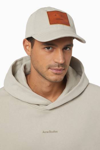hover state of Leather-patch Baseball Cap in Organic Cotton