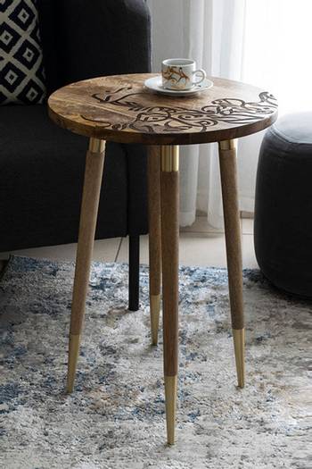 hover state of Calligraffiti Side Table in Mango Wood