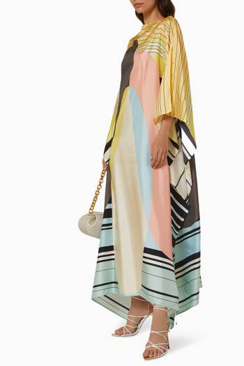 hover state of Paley Scarf Maxi Dress in Silk Twill 