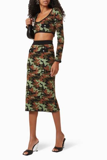hover state of Camouflage Midi Skirt