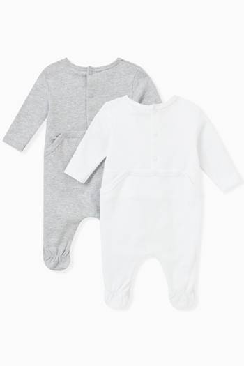 hover state of Logo Sleepsuits in Cotton, Set of 2