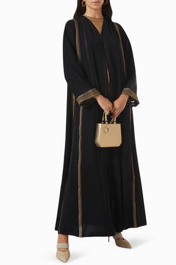 hover state of Geometric Embroidered Abaya in Crepe   