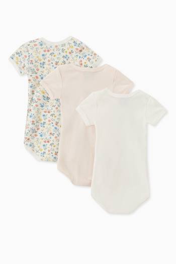 hover state of 3-Pack Floral Bodysuits in Cotton
