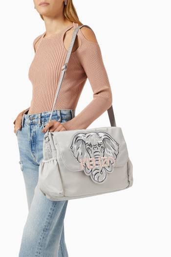 hover state of Logo and Animal Print Changing Bag in Technical Fabric