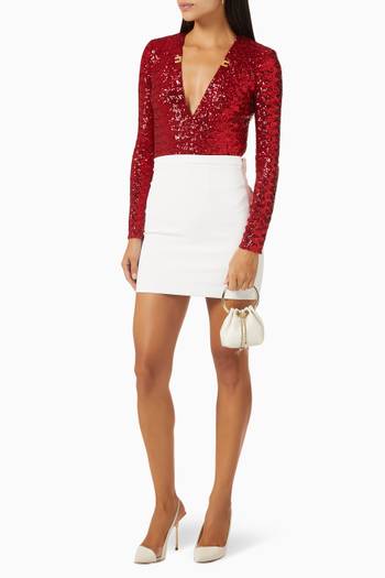 hover state of Shoulder Padded Bodysuit in Sequined Fabric