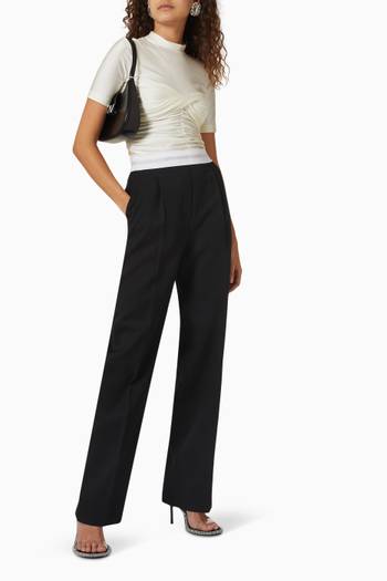 hover state of High-waist Pleated Pants in Wool Twill