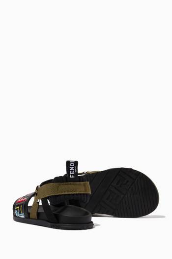 hover state of FF Logo Sandals in Leather & Canvas