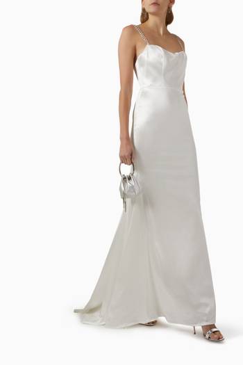 hover state of Crystal Embellished Gown in Satin