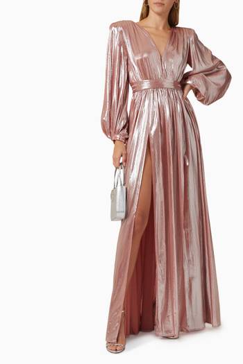 hover state of Zoe Gown in Metallic Lamé