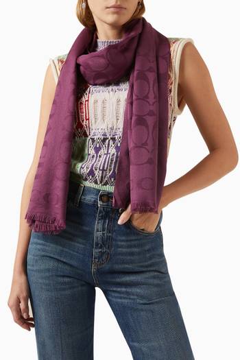 hover state of Signature Logo-jacquard Scarf in Silk & Cotton