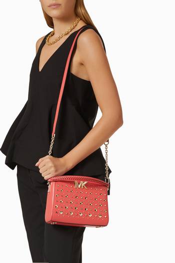 hover state of Small Karlie Satchel Bag in Studded Leather