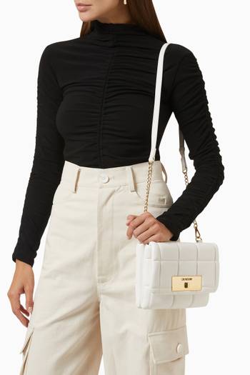 hover state of Small Quilted Crossbody Bag in Faux Leather