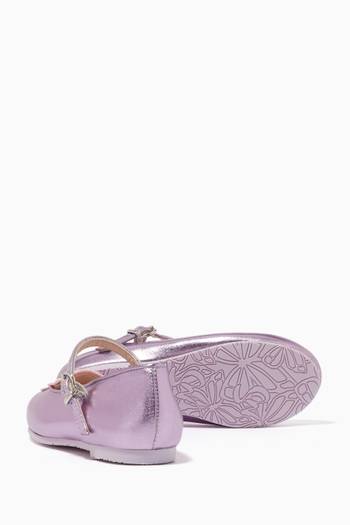 hover state of Butterfly-embroidered Sandals in Metallic Leather