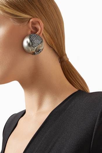 hover state of Rhinestone Sphere Earrings in Metal