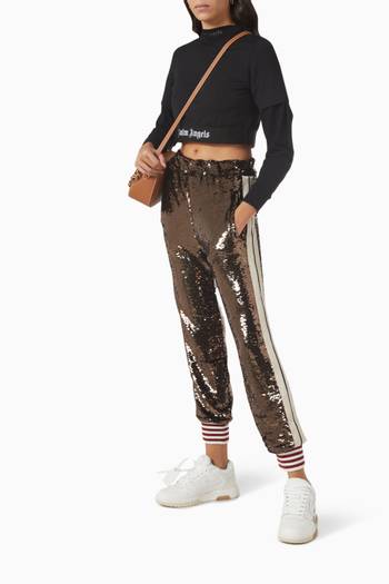hover state of Embellished Track Pants in Stretch Rayon